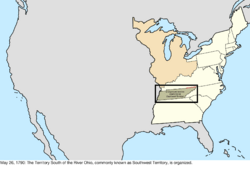 Map of the change to the United States in central North America on May 26, 1790