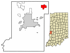 Location of Fontanet in Vigo County, Indiana.