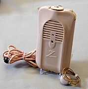 Vintage Zenith Radionic 3-Vacuum Tube (Body) Hearing Aid, Model-A3A, Pastel Coralite Case, Bone-Air, Original Cost = 50.00 USD, Circa 1944 (10840966755)