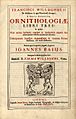 Willughby Ornithology Title Page