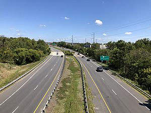 2019-09-03 13 11 06 View north along U.S. Route 15 and east along Virginia State Route 7 (Leesburg Bypass) from the overpass for Sycolin Road Southeast in Leesburg, Loudoun County, Virginia