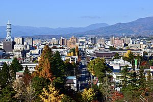 Aizuwakamatsu skyline in November 2020