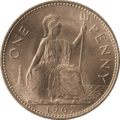 British pre-decimal penny 1967 reverse