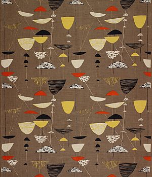 Calyx screen-printed furnishing fabric, Lucienne Day, Heal’s Wholesale & Export, 1951