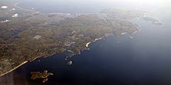 An aerial view of Cape Ann in Massachusetts