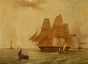 Charles Henry Seaforth (1801-1872) - HMS 'Forte' Passing the Eddystone Lighthouse - BHC3737 - Royal Museums Greenwich