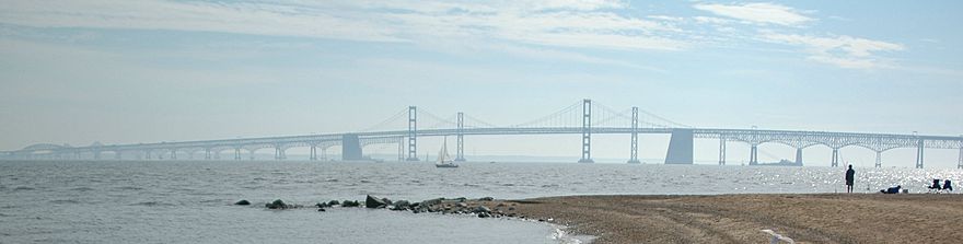 Panorama of the bridge as seen from the beach