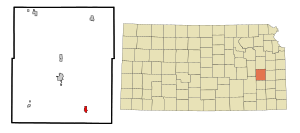 Location within Coffey County and Kansas