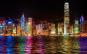Colorful artificial lighting at night