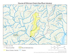 Course of Wilkinson Creek (Haw River tributary)