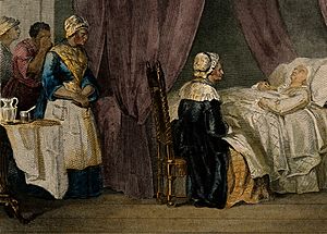 George Washington on his deathbed, 1799. Coloured engraving Wellcome V0006903 (cropped)