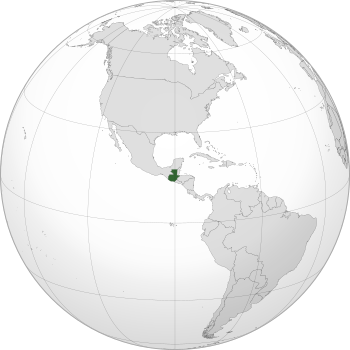 Location of  Guatemala  (dark green)in the Western Hemisphere  (grey)