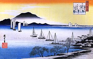 Hiroshige Boats on a lake