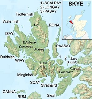 Isle of Skye UK relief location map labels