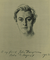 Pencil sketch of Barrymore's head, face on to the artist