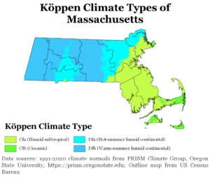 Köppen Climate Types Massachusetts