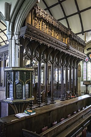 Launceston St Mary Magdalene Pulpit and Gothic Rood Screen by Pinwill sisters