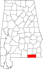 Map of Alabama highlighting Geneva County