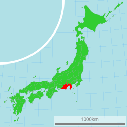 Map of Japan with Shizuoka highlighted