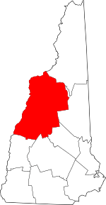 Map of New Hampshire highlighting Grafton County
