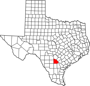 Map of Texas highlighting Atascosa County