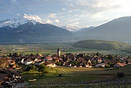 Ollon village with the Dents du Midi in background