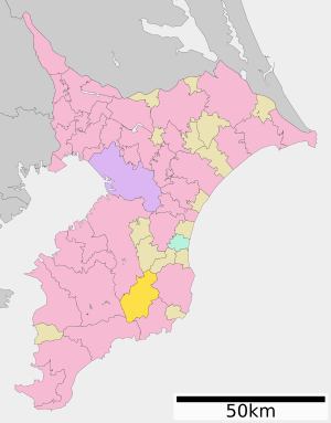 Location of Ōtaki in  Chiba Prefecture