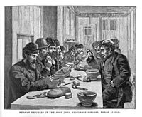 Russian refugees in the Poor Jews Temporary Shelter, Leman Street by Ellen Gertrude Cohen 1891