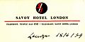 Savoy Hotel letter1939 cropped