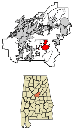 Location of Columbiana in Shelby County, Alabama.