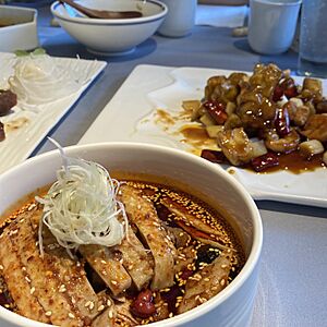 Sichuan signature spicy bon bon chicken
