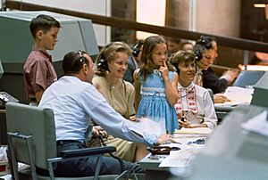 The families of Gemini 4 astronauts in Mission Control in Houston