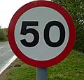 UK 50 mph speed limit sign