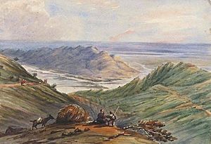 View of Sheikh Budeen from picnic hill in 1864 by H B Urmston (cropped)