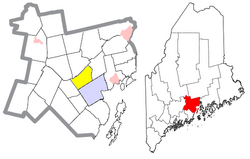 Location of Waldo (in yellow) in Waldo County and the state of Maine