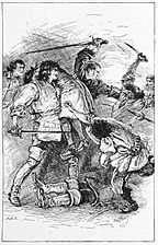 04 His sword came swinging down-Illustration by Paul Hardy for Rogues of the Fiery Cross by Samuel Walkey-Courtesy of British Library