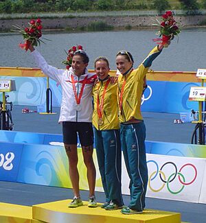2008 Olympic triathlon women - medal ceremony