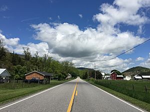 2016-05-19 13 16 03 View north along Potomac River Road (U.S. Route 220) near Forks of Waters in Highland County, Virginia