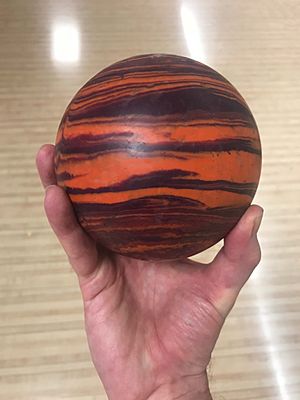 20190609 Duckpin bowling ball in hand