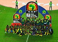 Cameroon celebrating winning 2017 Africa Cup of Nations (cropped)