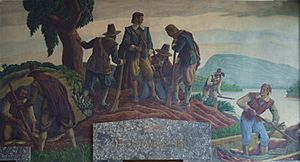 Captain Alezue Holyoke's Exploring Party on the Connecticut River Mural Overview