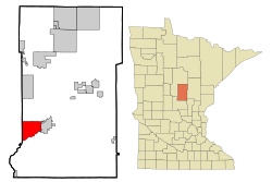 Location of the city of Baxterwithin Crow Wing Countyin the state of Minnesota