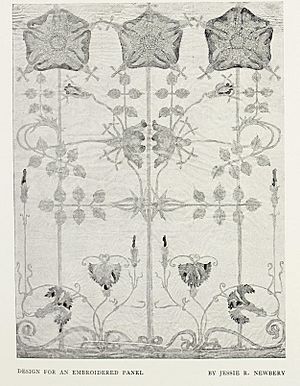 Design for an embroidered panel by Jessie Newbery. The Studio vol 12 (1898)