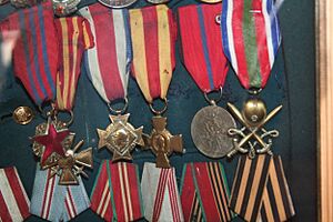 French medals on the military uniform of Ahmadiyya Jabrayilov