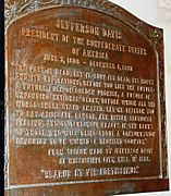 Jefferson Davis State Memorial plaque