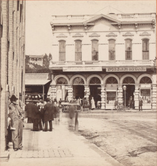 Jones Block southern building Spring St. across from Market St., 1880s