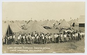 Line up for Typhoid Inoculation, Camp Doniphan, Oklahoma (20852005054)