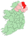 Location of County Antrim on island of Ireland