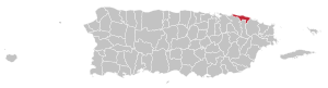 Map of Puerto Rico highlighting Loíza Municipality