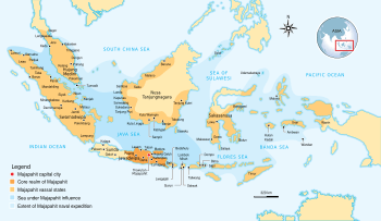 The greatest extent of Majapahit influence based on the Nagarakretagama in 1365
